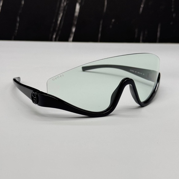 NEW GUCCI SHIELD SUNGLASSES GUCCI GG1650S 005 BLACK GREEN WOMEN EYEWEAR - Picture 8 of 12